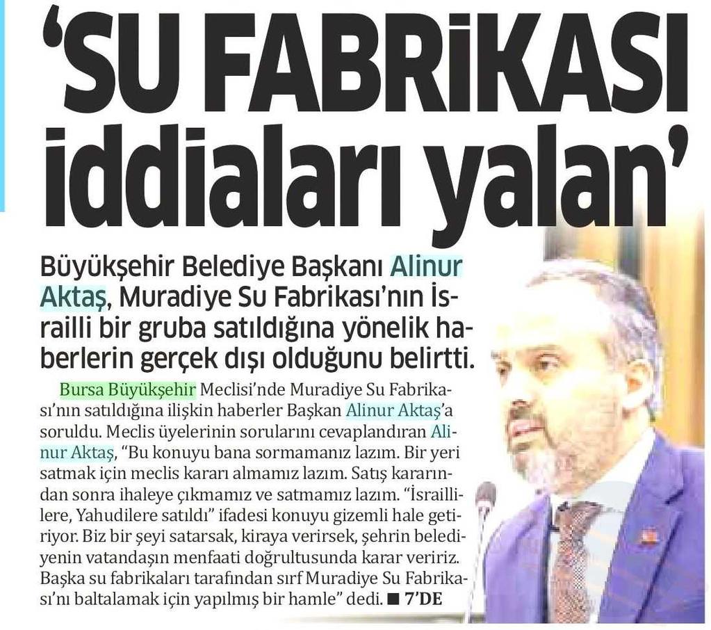 *SU FABRIKASI IDDIALARI YALAN Yayın Adı : Bursa