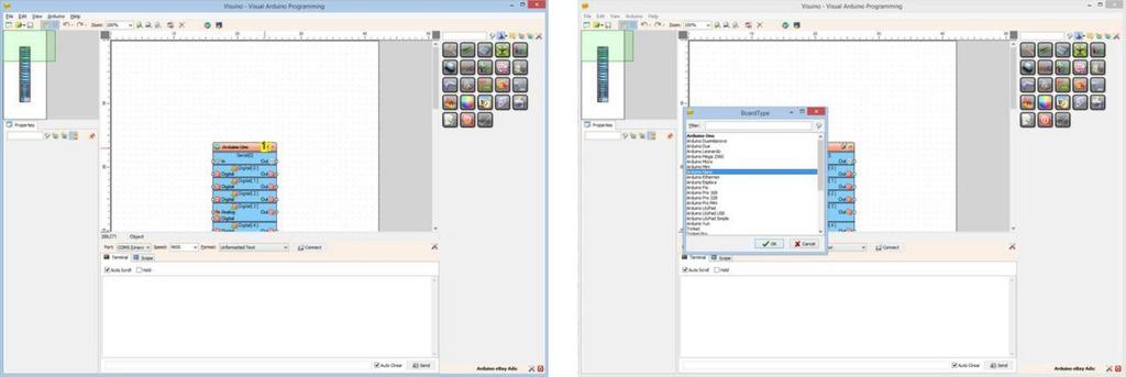 Visuino da Arduino bileşeninin Tools butonuna tıklayın(resim 1) 3. Diyalog göründüğünde Resim 2 de gösterildiği gibi Arduino Nano yu seçin 1.