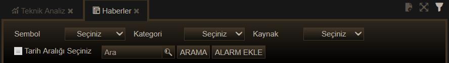 Buradan Sembol / Haber Kategorisi / Haber kaynağı ve Tarih Aralığı