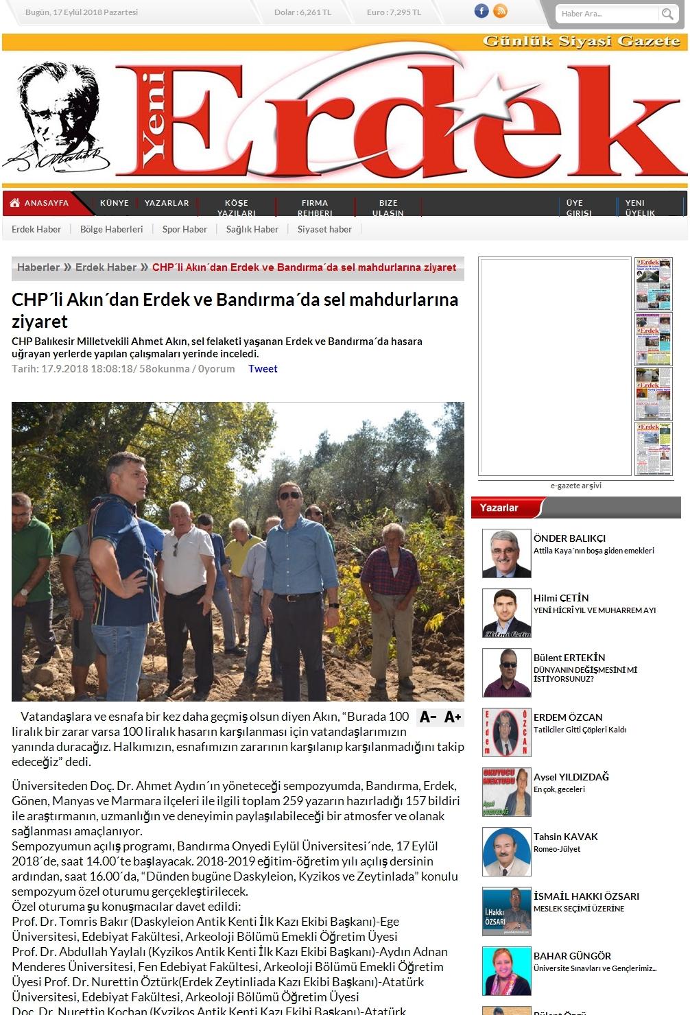 CHP LI AKIN DAN ERDEK VE BANDIRMA DA SEL MAHDURLARINA ZIYARET Portal Adres : www.yenierdekgazetesi.