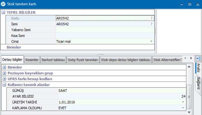 İlave Alan Tablosuna DB EXIM Aktarım Yapılabilmesi Özellikle kart tanımlamalarında birden fazla detay girmek