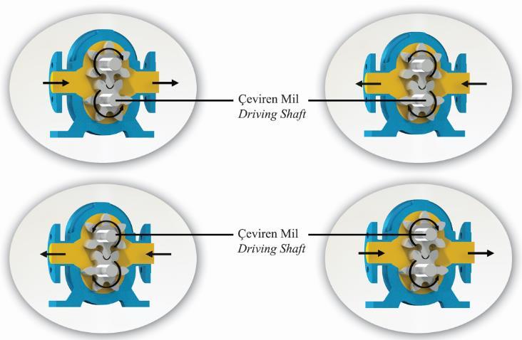 HELİS DİŞLİ POMPA ÇALIŞMA PRENSİBİ / WORKING PRINCIPLE OF Bu pompalar da dişli pompa prensibiyle çalışır.