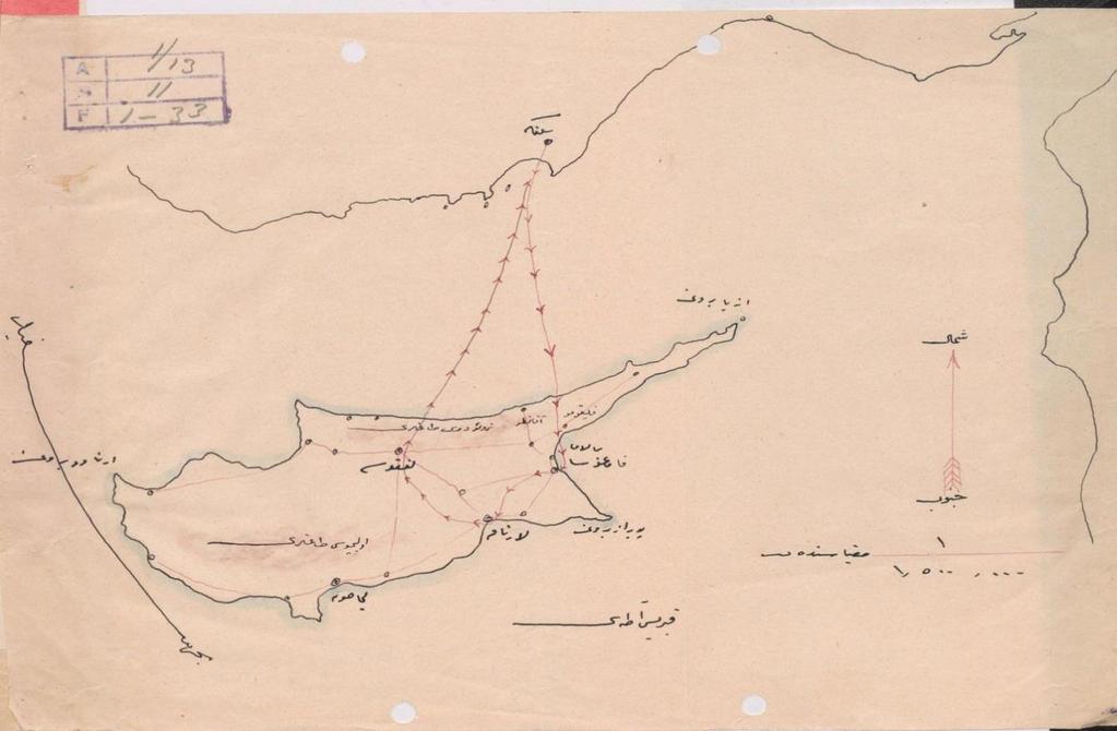 83 Harita 4.2. Kıbrıs Adasına yapılan keşif uçuşunun rotası -1 