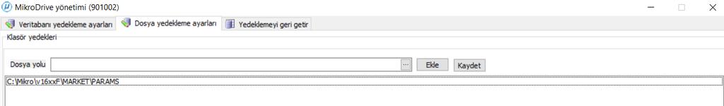 Mikro Drive Yönetimi (901002) Dosya Yedekleme Ayarları Bu ekranda hem firma klasörlerinin yedeği alınabilir hem de resimler, videolar, belgeler vb. klasörlerinizin yedekleri alınabilir.