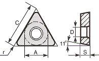 A=9,4 d1=5,2 d2=6,2 S=3,18 r=0,8 h=2,2