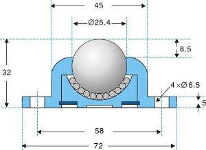 36 45 9,8 30,5 180 5,8 $ SP 25 B 25,4 mm 38 45