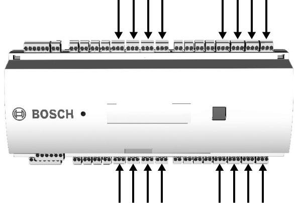 28 tr Kurulum AMC2 Modular Controller 4.13 Röle Çıkışlarını Bağlama Kilitleri veya alarm sistemlerini çalıştırmak için, AMC2-4R4 cihazında sekiz8 form C röle çıkışları bulunmaktadır.