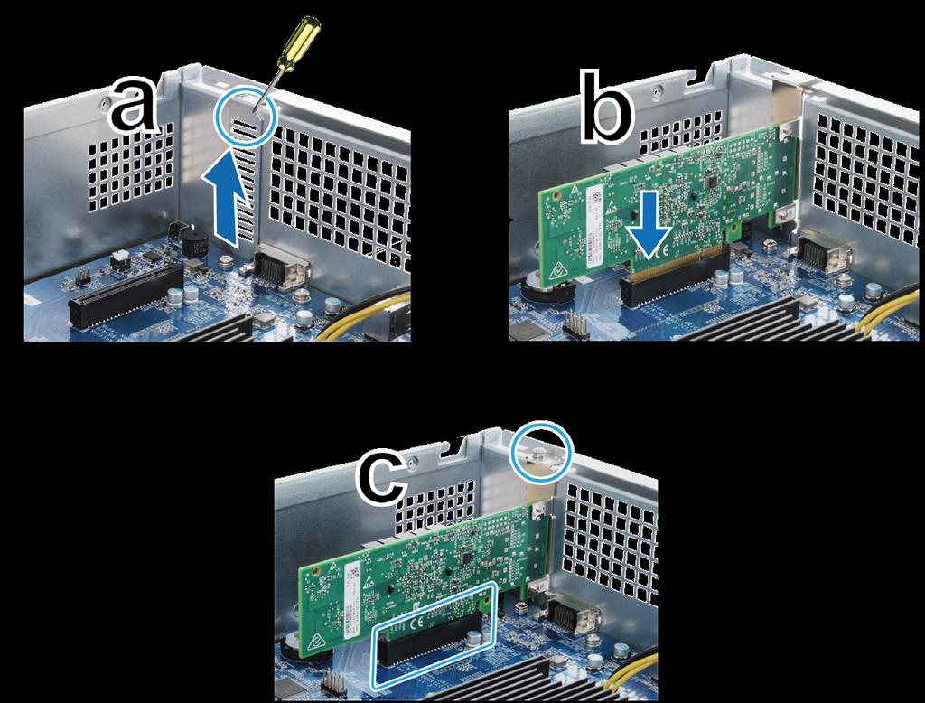 RackStation'a Ağ Arabirim Kartlarını Ekleme RackStation sunucunuz bir PCIe x8 eklenti ağ arabirim kartını destekler.