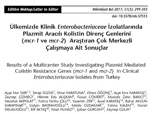 22 merkez, 329 Enterobacteriaceae