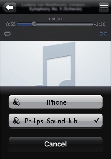 4 AirPlay cihazınızdan ses dosyasını seçin ve