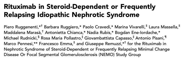 Çocuk (n=10), Erişkin (n=20) Sık relaps eden veya steroid bağımlı Tek doz (n=28) veya 2 doz RTX (375 mg/m 2 ) 1.