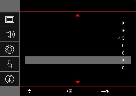 PROJEKTÖRÜ KULLANMA Tip 2 (12 IO) Alt Menü Ayarlar Ekran Ana Menü Image Settings Üç boyut Aspect