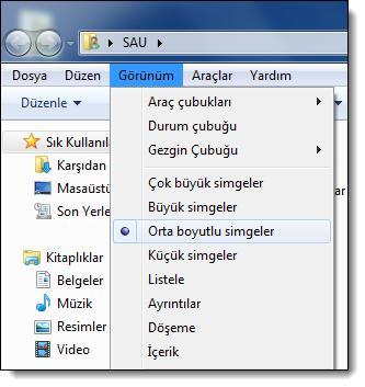 erişilebilir Windows 7 de İçerik, Döşemeler, Ayrıntılar, Listele,