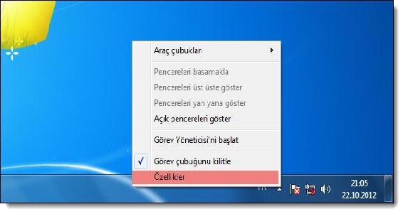 Görev çubuğu Görev çubuğu özellikleri Görev Çubuğunun özeliklerinde değişiklik yapma işlemi Görev Çubuğu ve Başlat Menüsü özellikleri iletişim kutusu üzerinden gerçekleştirilir.