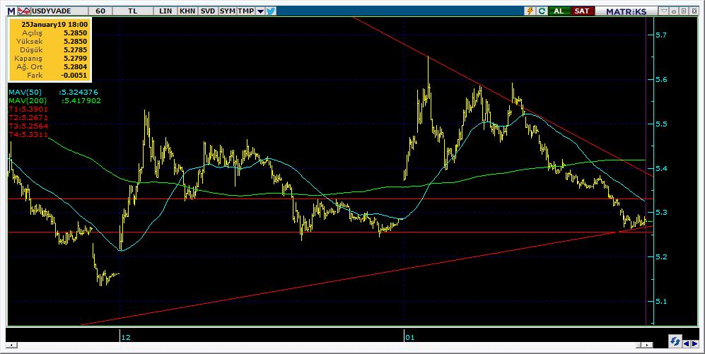 Vadeli Döviz Kontratı Teknik Analiz Görünümü Destek Direnç Seviyeleri ve Pivot Değeri Kodu Son Fiyat 1 Gün Pivot 1.Destek 2.Destek 1.Direnç 2.Direnç F_USDTRY0119 5.