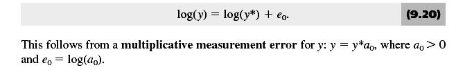 34 Bağımlı değişken y* yerine log(y*) ise, ölçme hatası çarpım şeklinde olacaktır : Bağımlı değişkendeki ölçme hataları tamamen rasgele (random) ise, sistematik değilse ve x lerle ilişkisiz ise OLS