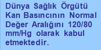 Normal yetiģkin bir bireyde kan basıncı ortalama değeri 120/80 mmhg dır. 4.2. Hipertansiyon (Yüksek Tansiyon) Bireyin arterial kan basıncının, bir süre ve devamlı olarak normal değerlerin üzerinde olmasıdır.