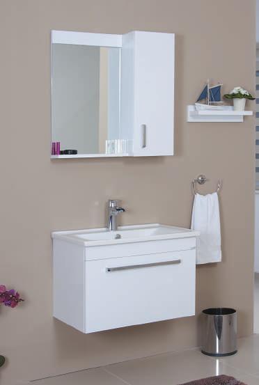 Ürün Özellikleri: Mat Membran Kaplama MDF - Etajerli Ayna - Frenli ve Amortisörlü Kapaklar - Seramik Lavabo Boy Dolap Frenli Kapak Product Details: Matte Membrane Covered MDF - Mirror