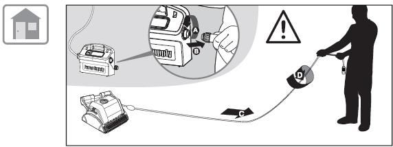 Robotu havuzun dışına kadar kablosundan çekerek