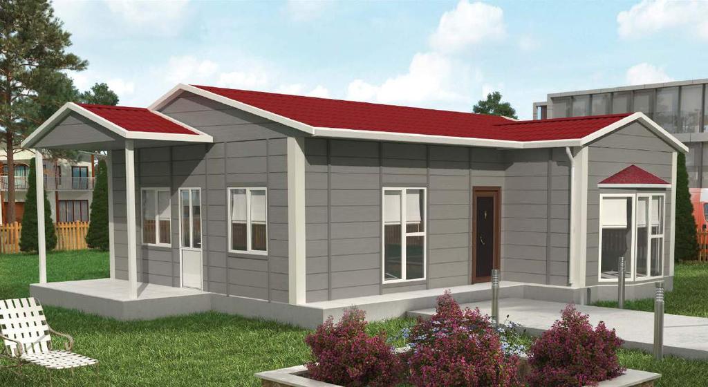 81m 2 2+1 EDREMİT VP 522 70 + 11 m 2 veranda tek katlı prefabrik konut Single storey