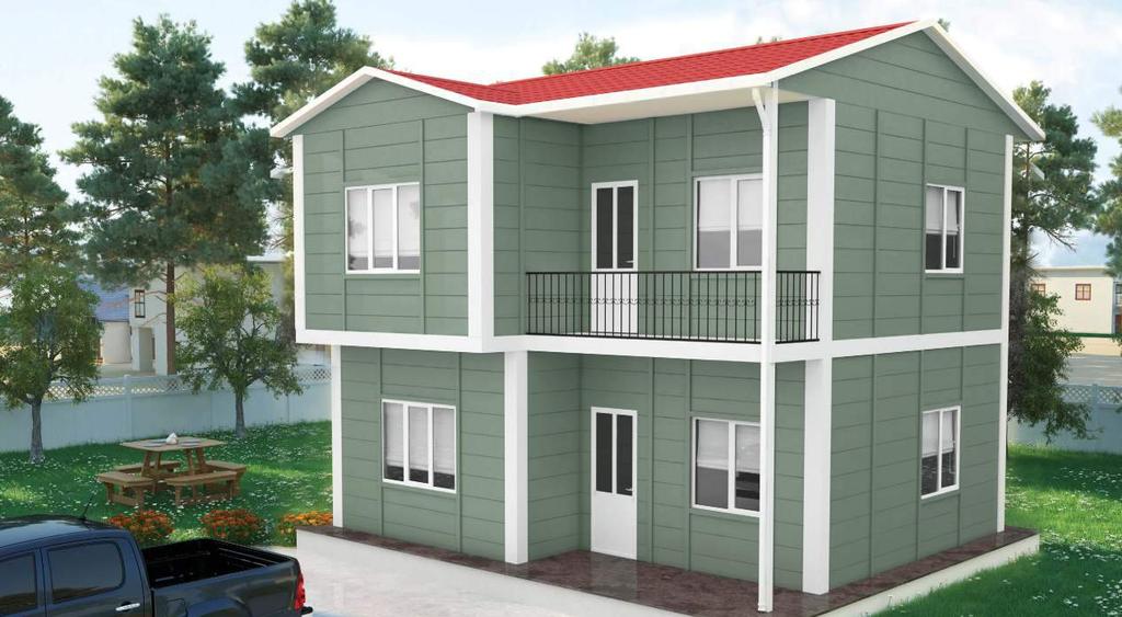 105m 2 3+1 AMASRA VP 715 95 + 10 m 2 veranda iki katlı prefabrik konut Double storey prefabricated house Siz