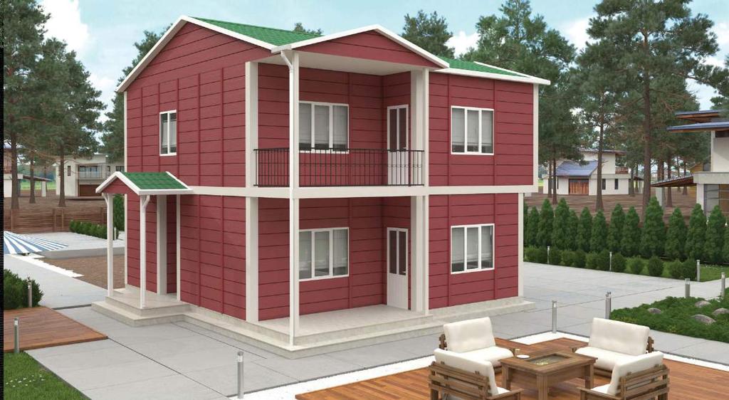 CUNDA VP 723 4+1 150m 2 132 + 18 m 2 veranda iki katlı prefabrik konut Double