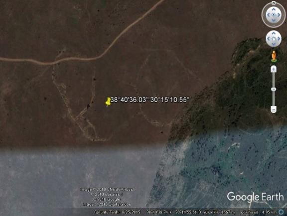 [Resim 3] [Foto: Ekran Görüntüsü, Afyon Çiğil Tepe, Kaynak Google Earth: 38 40'36.03" 30 15'10.55"] Osmanlı İmparatorluğu döneminde 1.