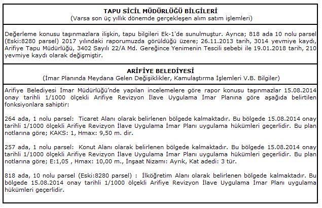 4 GAYRİMENKULE İLİŞKİN YASAL İNCELEMELER 5.4.1 TAPU İNCELEMESİ Tapu ve Kadastro Genel Müdürlüğü TAKBİS sisteminden 03.12.