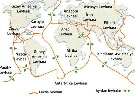 Soruları yukarıdaki şekle göre cevaplayınız. 1. Doğu Afrika grabeni nerede bulunur?. 2.