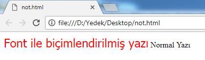 6. <font> Tagı ve özellikleri : ( Yazı biçimi ) <font> tagı ile yazıların rengini tipini ve boyutunu ayarlayabiliriz.