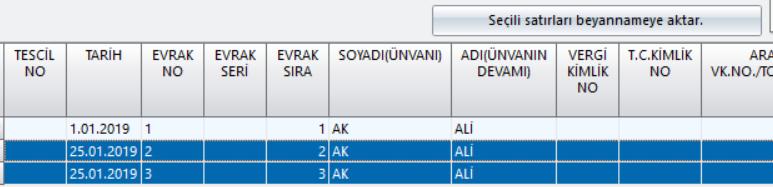 İade Hakkı Tablosuna Belgenin İndirime Konu Edildiği ve Belgenin Yüklendiği KDV Dönemi Alanları Genel ve Sabit Kıymetler