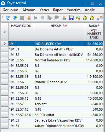 KDV Beyannamesi Güncellenmesi ve Versiyon Değişikliği İthalatta ödenen KDV lerin 1 numaralı KDV beyannamesinde raporlanması için Vergi Hesap Kodları (086711) menüsünde geliştirme yapılmıştır.