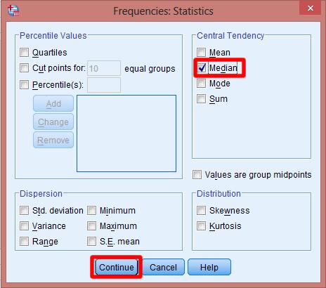 Şekil 6. Frequencies Statistics penceresi Analiz tamamlandıktan sonra karşınıza Şekil 7 de yer alan çıktı penceresi çıkacaktır.