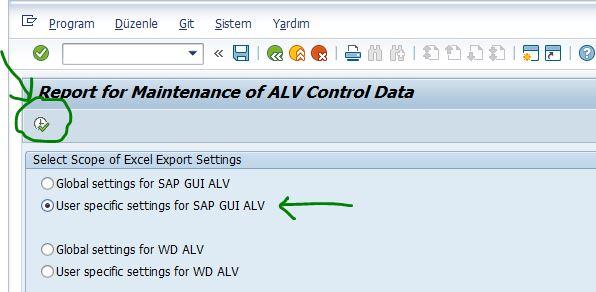 for SAP GUI ALV seçilip devam edilir. 4.