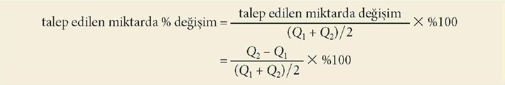 Esnekliklerin Hesaplanması The Midpoint Formula midpoint formula A more precise way of calculating percentages using the value halfway between P 1 and P 2 for the base in calculating the percentage