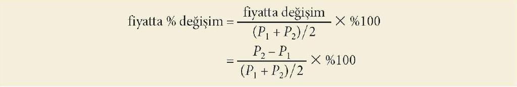 Esnekliklerin Hesaplanması The Midpoint Formula Using the point halfway between P 1 and P 2 as the base for calculating the percentage