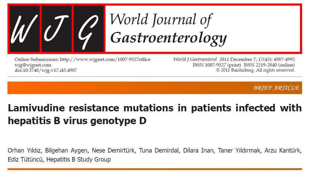 n=267 (234 KHB + 33 inaktif taşıyıcı) Lamivudin direnci : 25 hasta (%10.