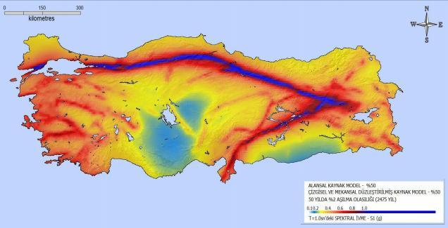 Kaya zeminde (V s30 =760 m/s) T=1.