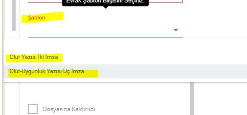 20 Şablon alanından yazılan olura uygun şablon seçimi yapılmalıdır.