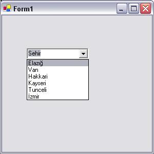 ComboBox KONTROLÜ Liste kutusu ile aynı özelliklere sahiptir. Ancak listelenen öğeler açılan bir kutuda görüntülenir ve listeden en fazla bir tane öğe seçilebilir.