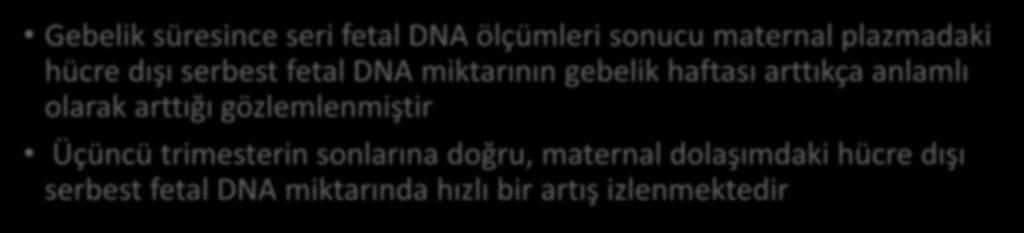 Gebelik süresince seri fetal DNA ölçümleri sonucu maternal plazmadaki