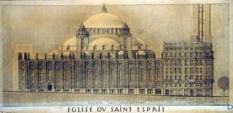 Sacré-Coeur Bazilikası, Koekelberg, Brüksel, 1908-1970, (Bullen, 2001, G. 71) a. b. Görsel 5. a-b. Saint Esprit Kilisesi, Paris, plan ve çizim, (https://lha.revues.