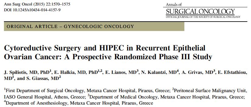 Literatürdeki ilk randomize kontrollü faz 3 çalışma Rekürren epitelyal overyan kanseri olan 120 hasta 2 gruba randomize edilmiş 60 hasta