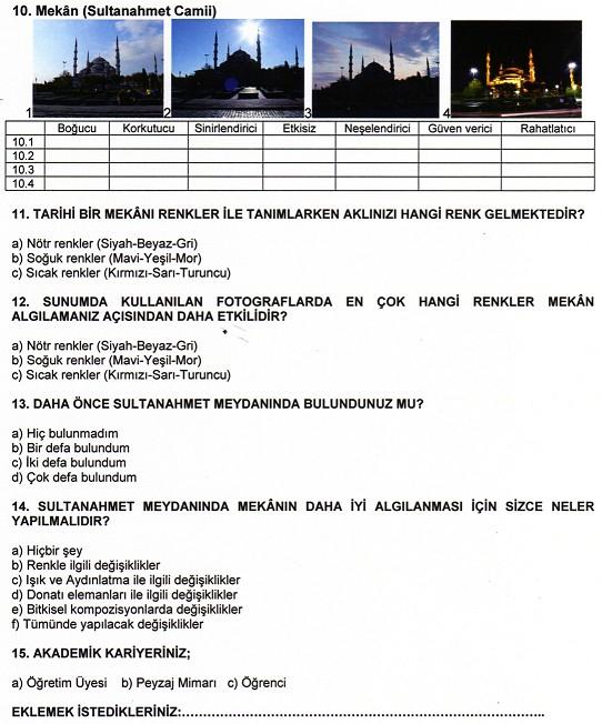 108 Sanem Çınar - Kerem Çetindağ Şekil 2 Devamı. Anket Formu Figure 2.