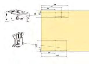 Adjustable sliding door mechanism for 80 kg carrying capacity. Upper and Bottom mechanism works with a polyamidecoated roller wheels. The use is soundless abd montage is very easy.