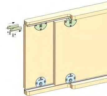 Altta polyamid kaplı tekerlerkler çalışır. Light sliding door mechanism for 30 kg carrying capacity.