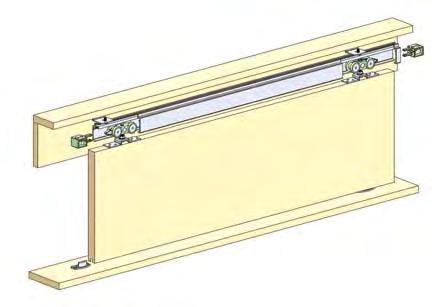 Poliamid tekerlekli, hareketli mafsallı 15 mm yükseklik ayarı yapılabilen kapı kapak sistemi. 80 kg carrying capacity. 15 mm height adjustable, hinged door system wtih polyamide roller.