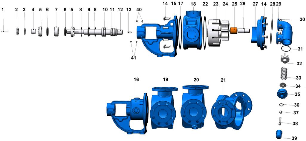 YEDEK PARÇA LİSTESİ / SPARE PARTS LIST MEKANİK SALMASTRALI VE BYPASSLI / SEALED WITH MECHANICAL SEAL, AND BYPASSED WITH PRESSURE RELIEF VALVE No PARÇA İSMİ PART NAME No PARÇA İSMİ PART NAME KAMA