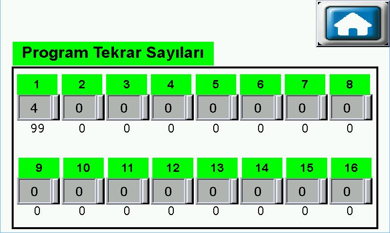 PROGRAM TEKRAR SAYILARI(Giriş ekranında Tekrar üzerine basılarak ulaşılır)