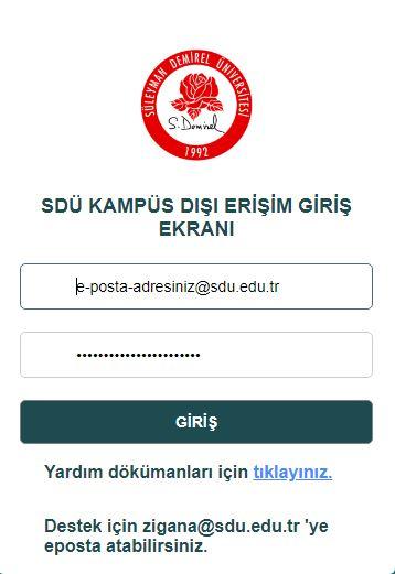 KAMPÜS DIŞI ERİŞİM AYARLARI ADIM 1) İnternet Tarayıcınız üzerinden https://zigana.sdu.edu.tr adresine bağlanınız. NOT: Lütfen bağlantıyı el ile başında https:// koyarak yazınız.